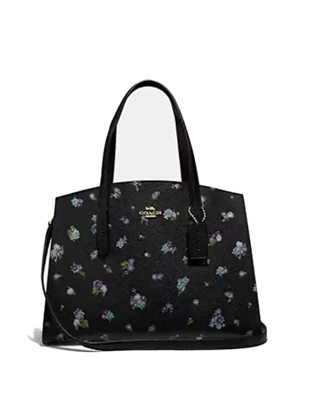 Coach Charlie Carryall Floral Print Bag Large Shoulder Handbag Black Purse NEW